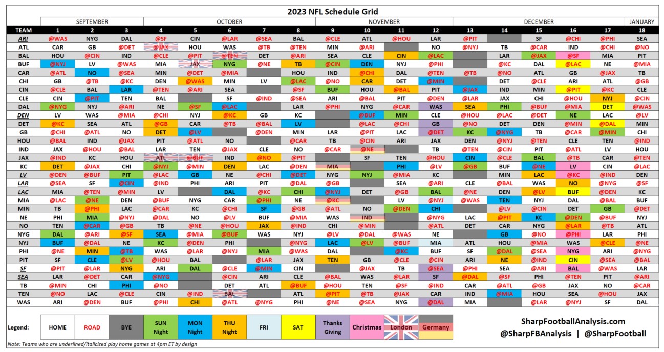 2023 schedule grid